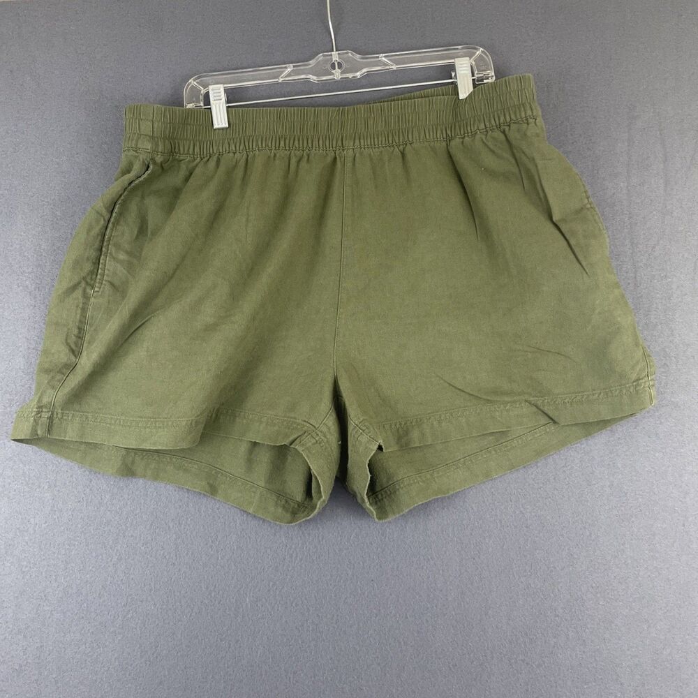Old Navy Women XL Green Linen Blend Pull On Shorts Elastic Waist Casual Beachy